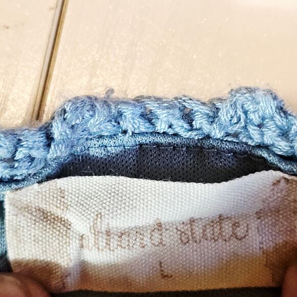 Altar'd State Dusty Blue Halter Crochet Short Mini Dress Boho Women's L 3706 - Picture 3 of 9